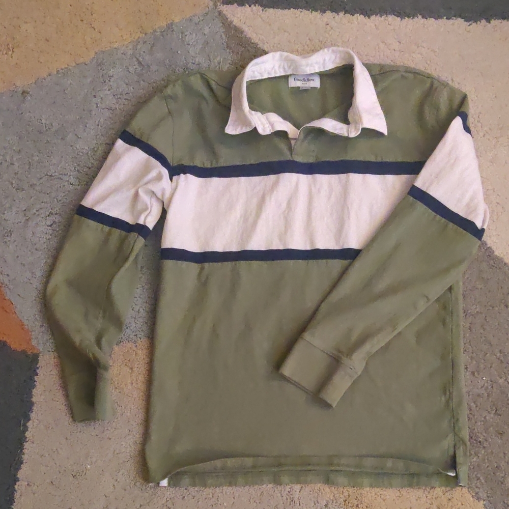 Goodfellow & Co Olive and White Long Sleeve Shirt